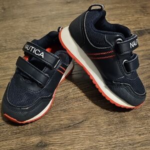 Nautica Kids Black Red Velcro Sneakers Tennis Shoe Size 8 Toddler Boy Girl